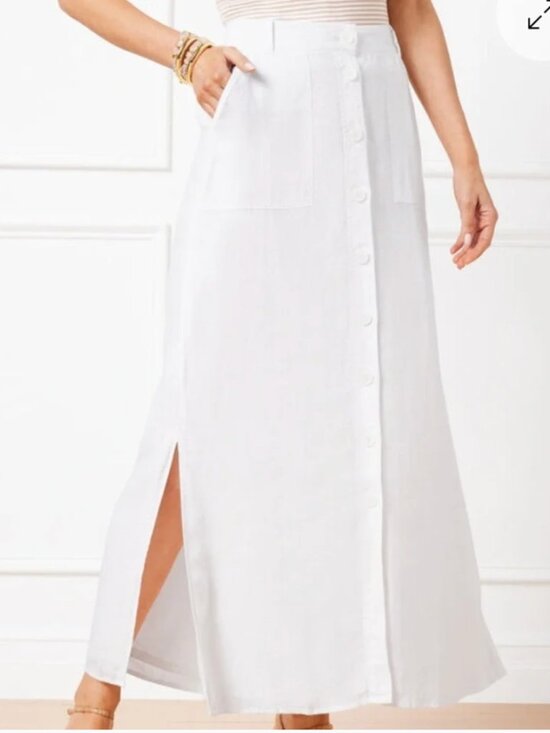 Talbots Dresses & Skirts - White Talbots Linen Button Skirt